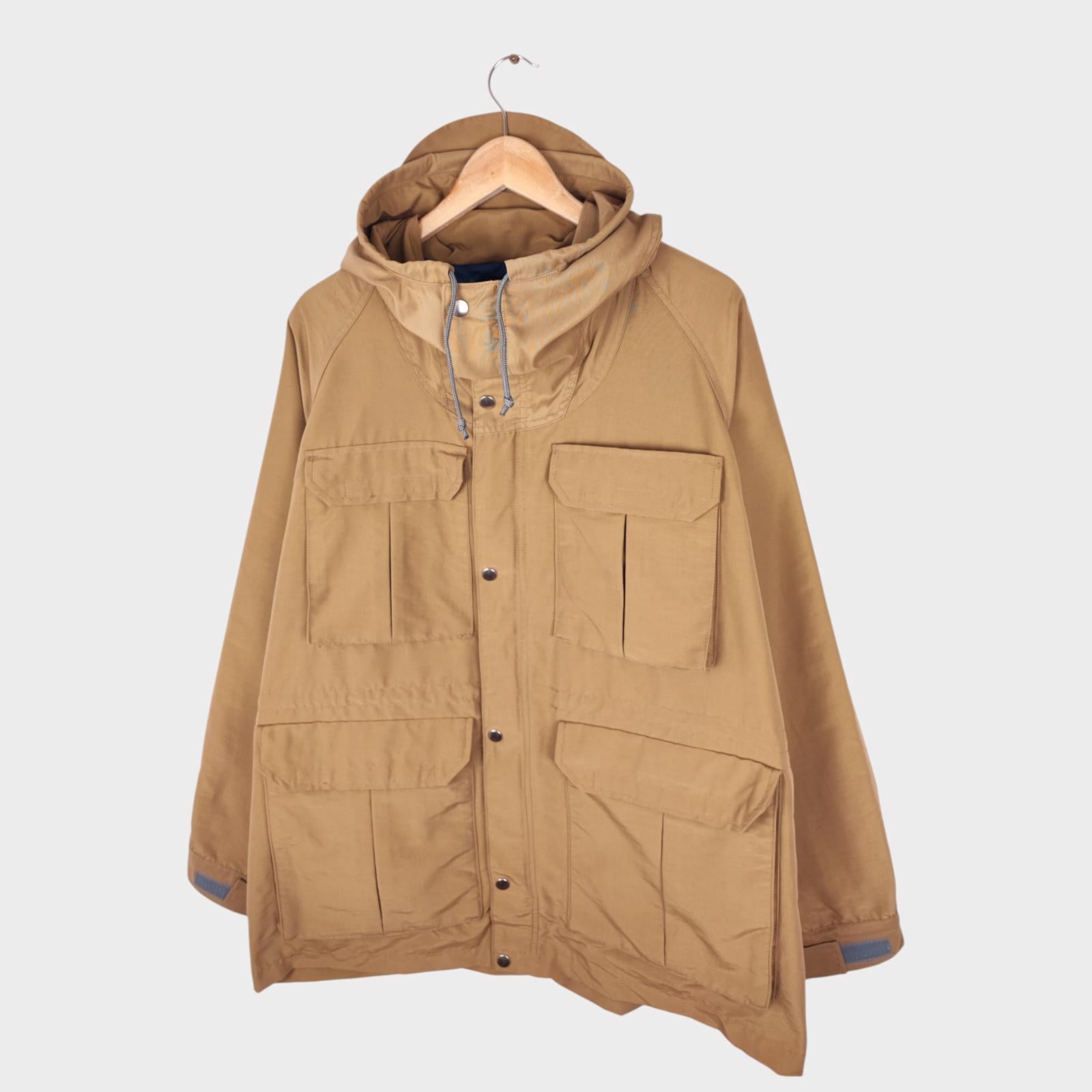 BEAMS PLUS Men's Brown 60/40 Cotton Nylon Hooded Mountain Parka Jacket