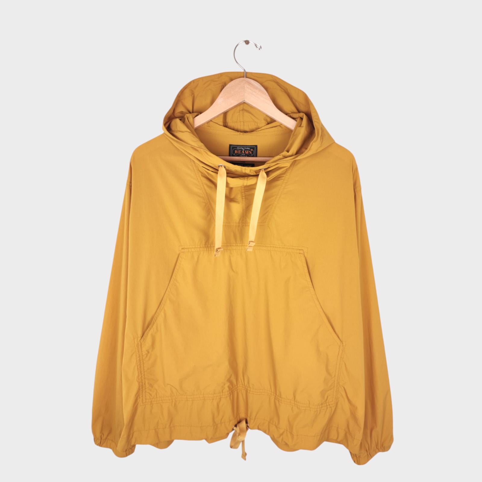 BEAMS PLUS Men's Yellow Oversized Fit Nylon Sports Smock Anorak Parka Jacket