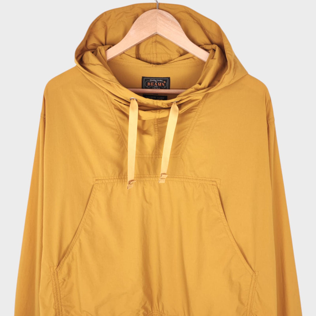 BEAMS PLUS Men's Yellow Oversized Fit Nylon Sports Smock Anorak Parka Jacket
