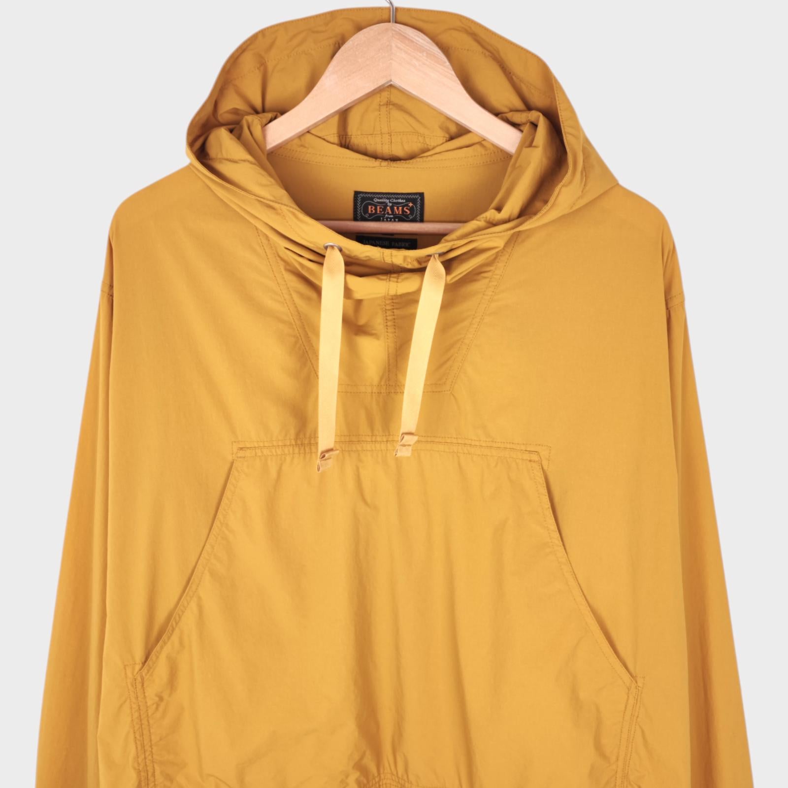 BEAMS PLUS Men's Yellow Oversized Fit Nylon Sports Smock Anorak Parka Jacket