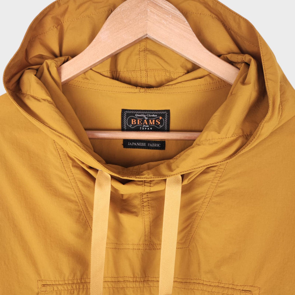BEAMS PLUS Men's Yellow Oversized Fit Nylon Sports Smock Anorak Parka Jacket