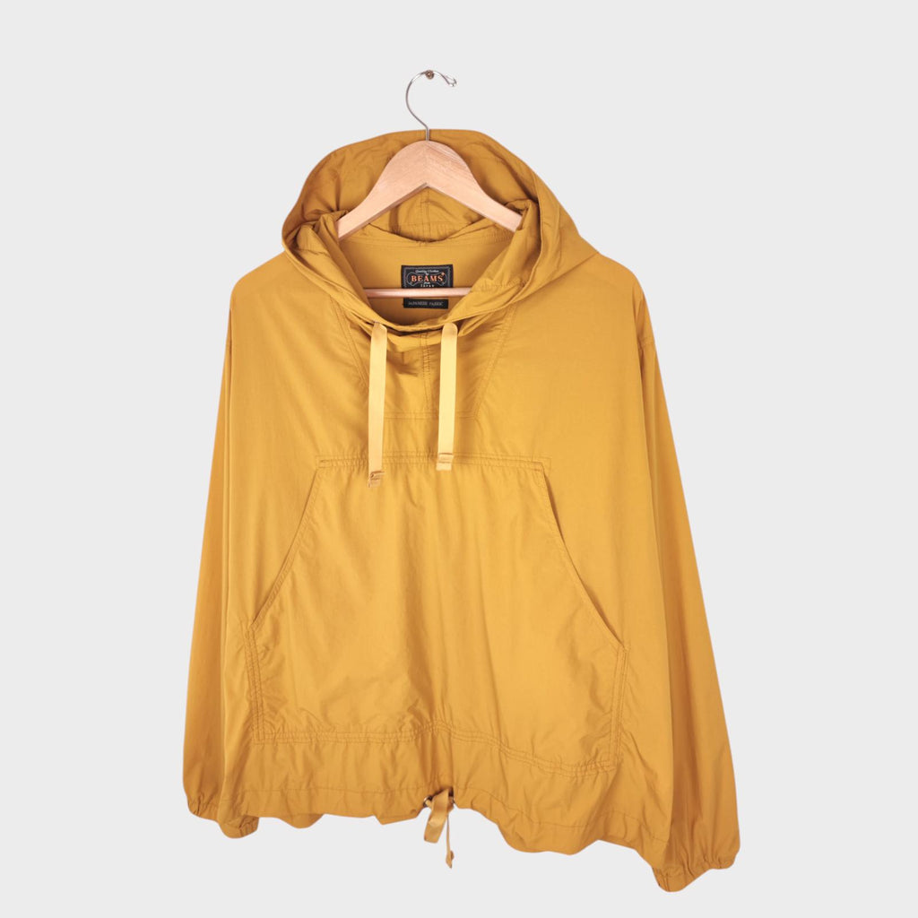 BEAMS PLUS Men's Yellow Oversized Fit Nylon Sports Smock Anorak Parka Jacket