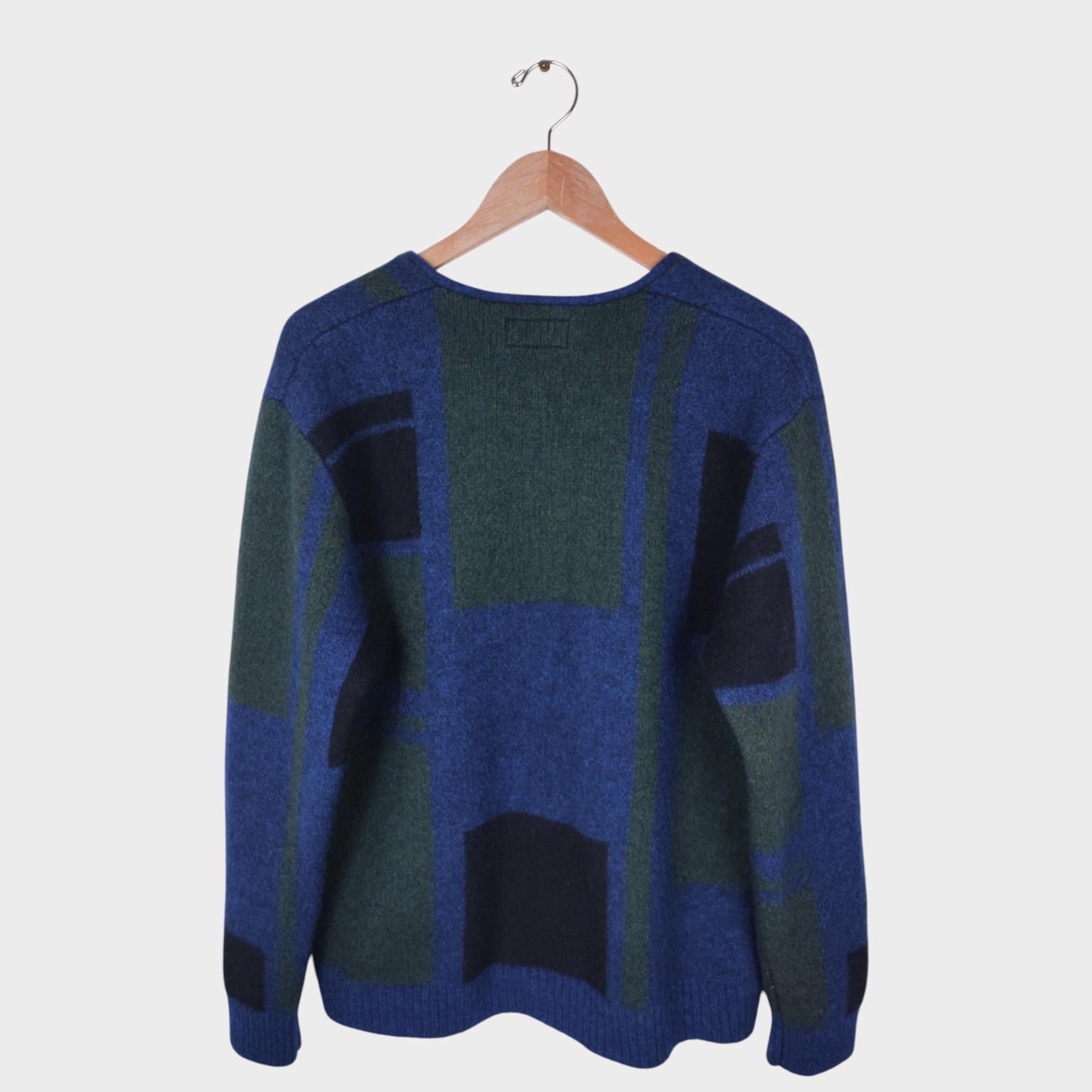 BEAMS PLUS Men's Wool Silk Blend Colourblock Cardigan