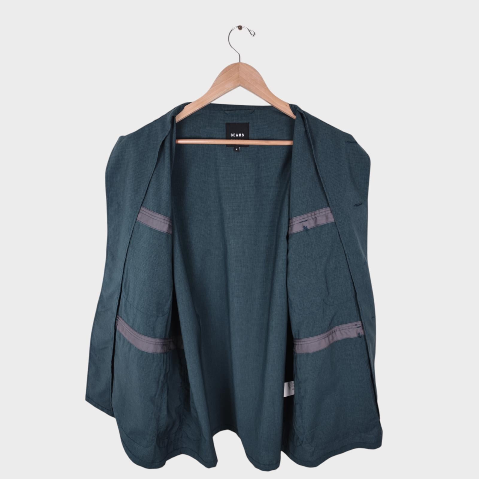 BEAMS Men's Teal Green Oversized Fit Lightweight Utility Fishing Jacket