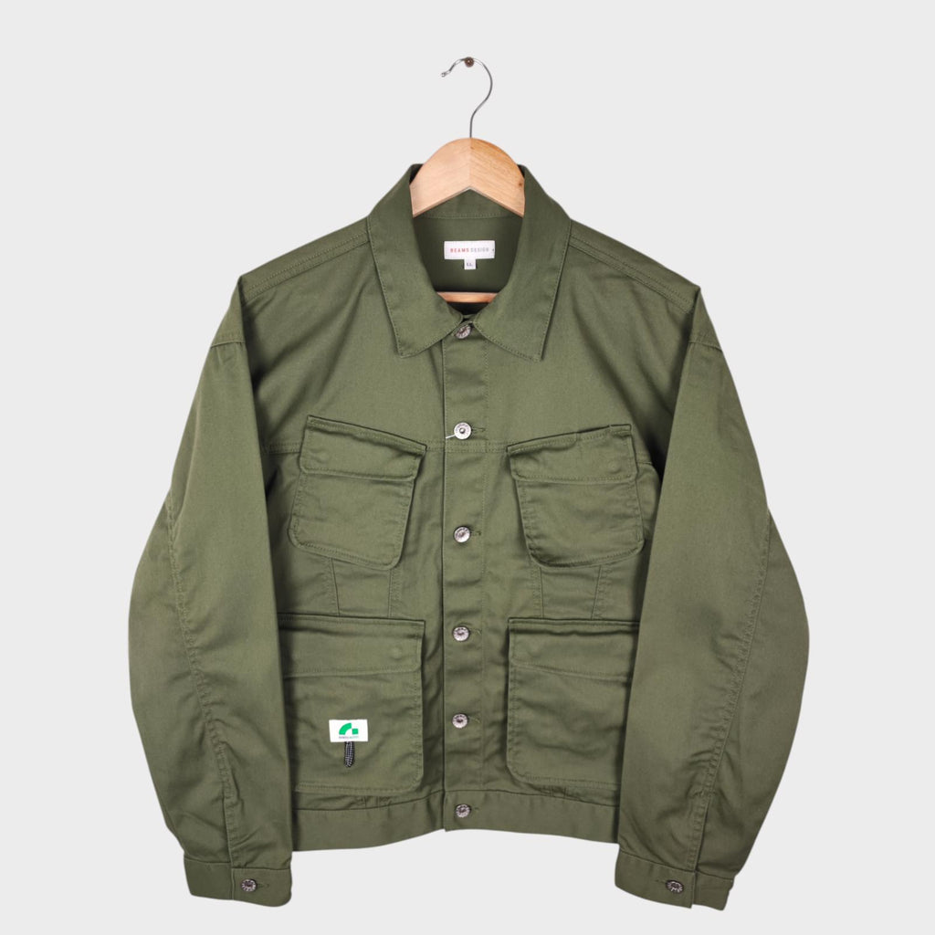 BEAMS Men's Green Cropped Utility Chore Jacket