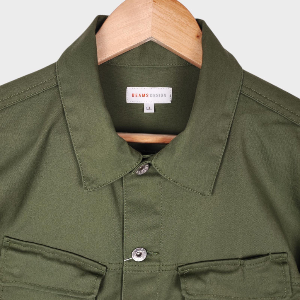 BEAMS Men's Green Cropped Utility Chore Jacket