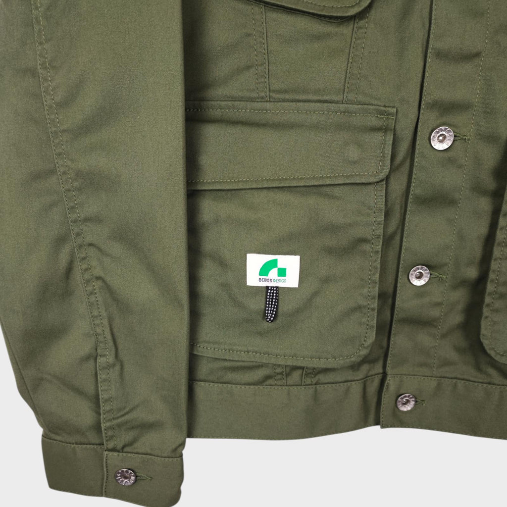 BEAMS Men's Green Cropped Utility Chore Jacket