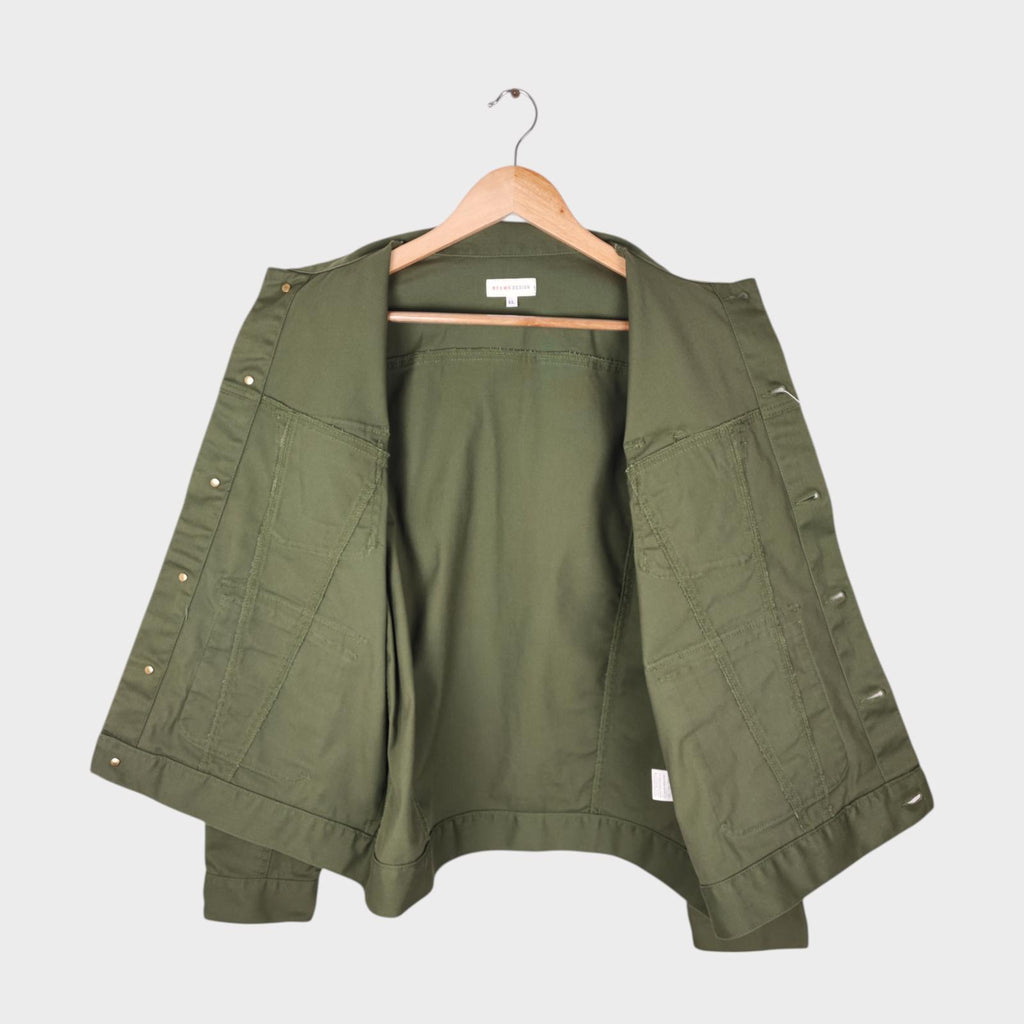 BEAMS Men's Green Cropped Utility Chore Jacket