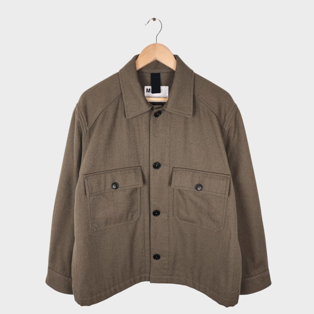 MHL MARGARET HOWELL Men's Khaki Green Wool/Cotton Utility Bomber Jacket