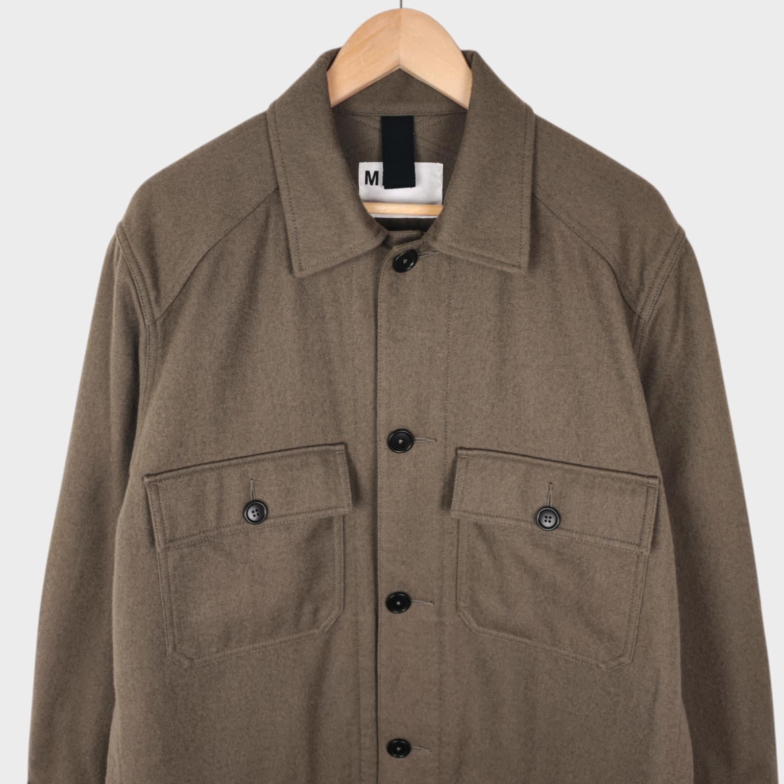 MHL MARGARET HOWELL Men's Khaki Green Wool/Cotton Utility Bomber Jacket