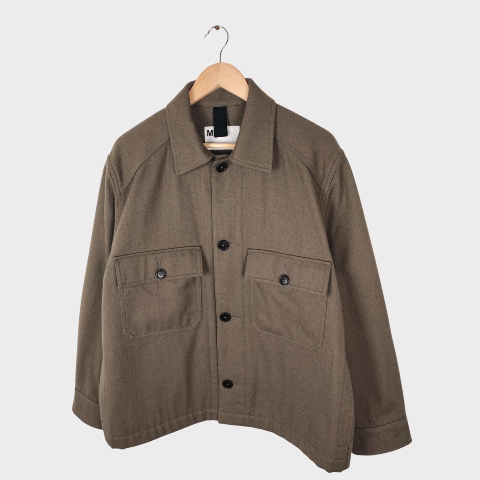 MHL MARGARET HOWELL Men's Khaki Green Wool/Cotton Utility Bomber Jacket