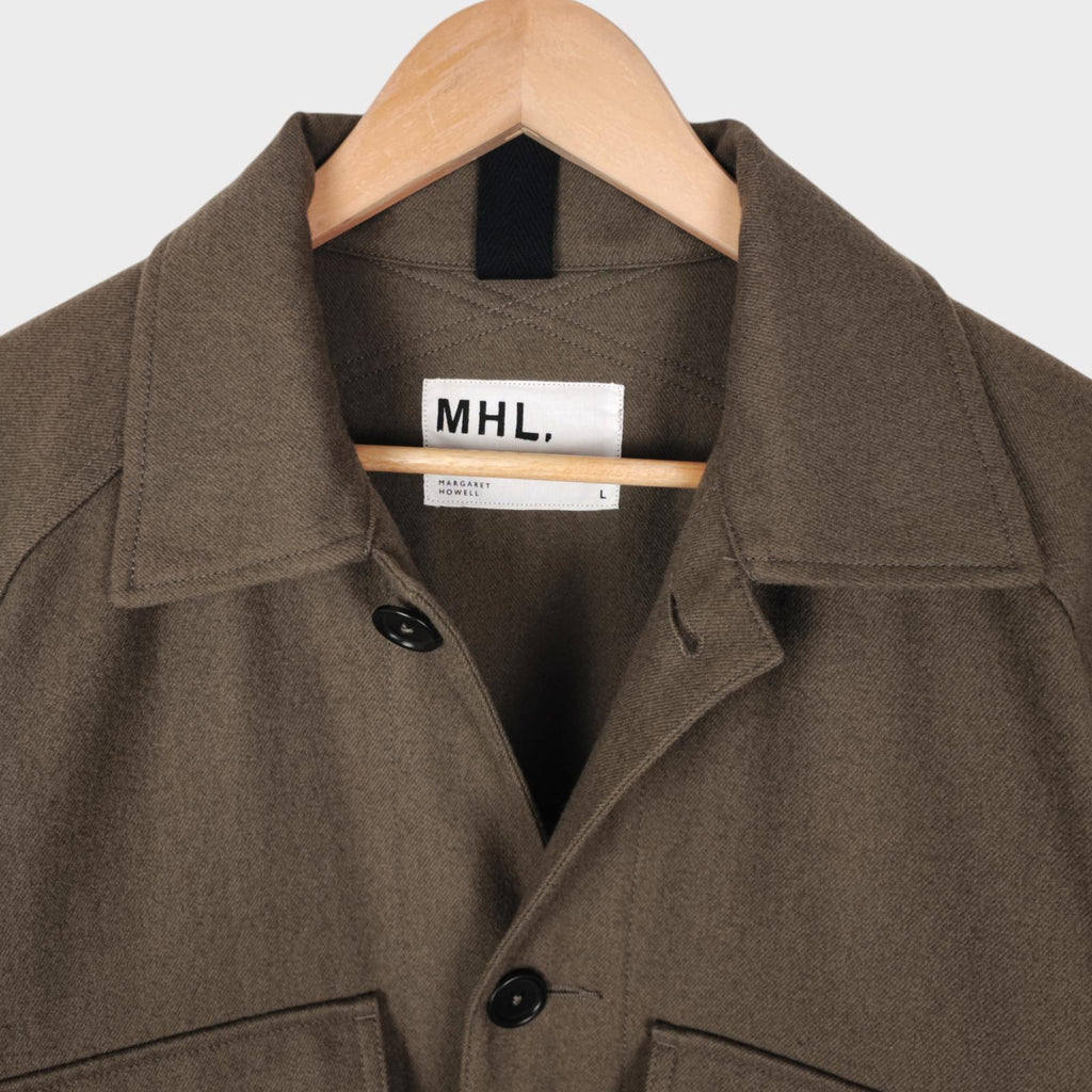MHL MARGARET HOWELL Men's Khaki Green Wool/Cotton Utility Bomber Jacket