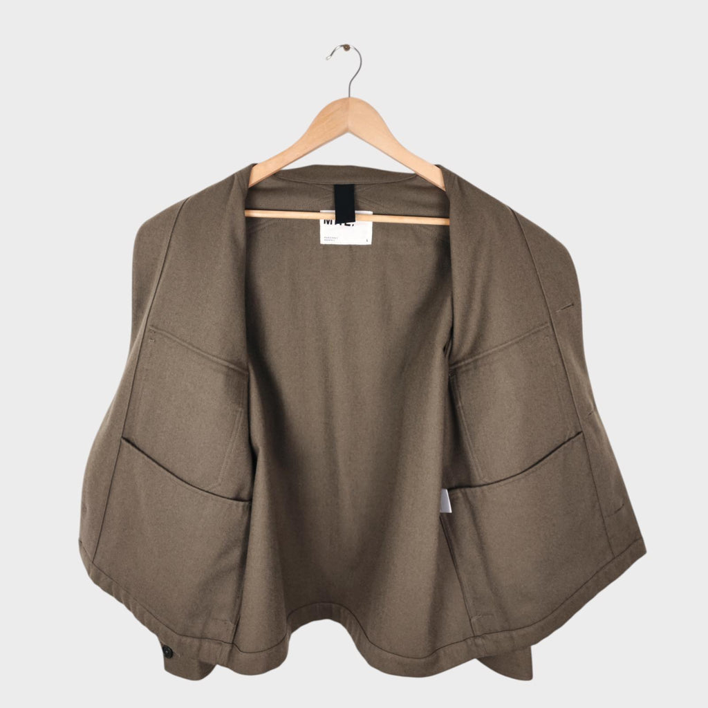 MHL MARGARET HOWELL Men's Khaki Green Wool/Cotton Utility Bomber Jacket