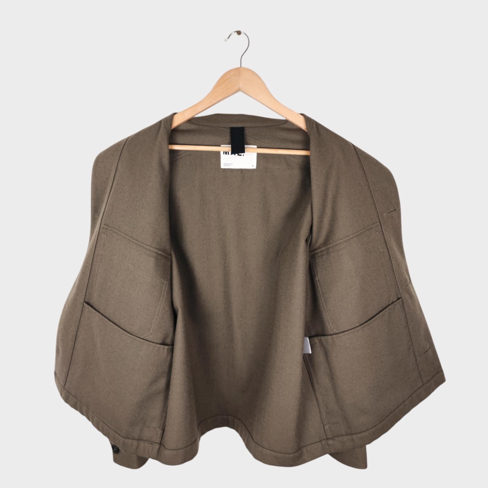 MHL MARGARET HOWELL Men's Khaki Green Wool/Cotton Utility Bomber Jacket