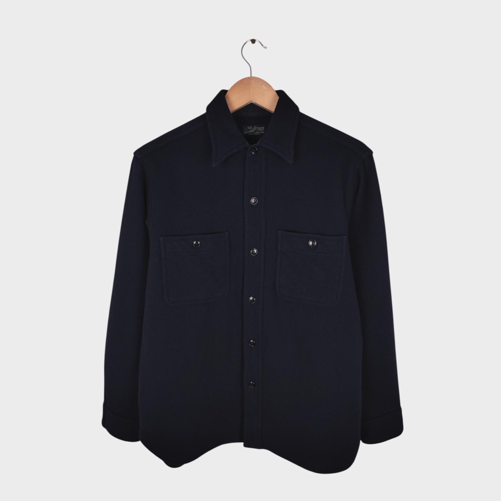 SUGAR CANE Men's Made in Japan Dark Navy Wool Blend Shirt