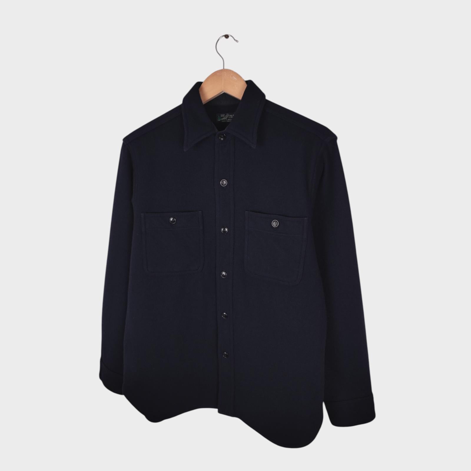 SUGAR CANE Men's Made in Japan Dark Navy Wool Blend Shirt