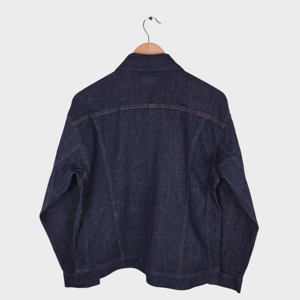 BEAMS Men's Dark Blue Cropped Denim Utility Chore Jacket