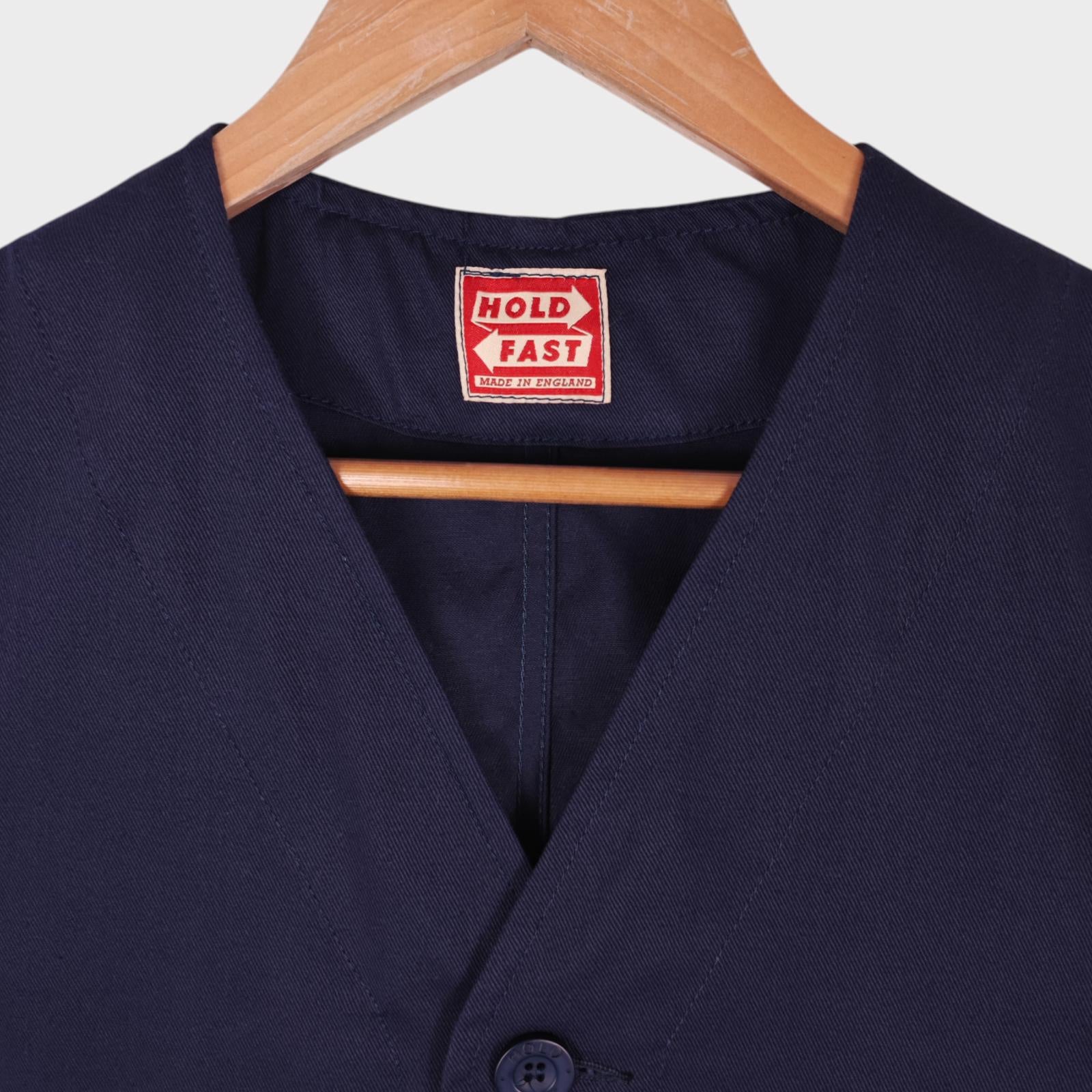 HOLD FAST by OLD TOWN Men's Made in England Blue Cotton Twill Waistcoat