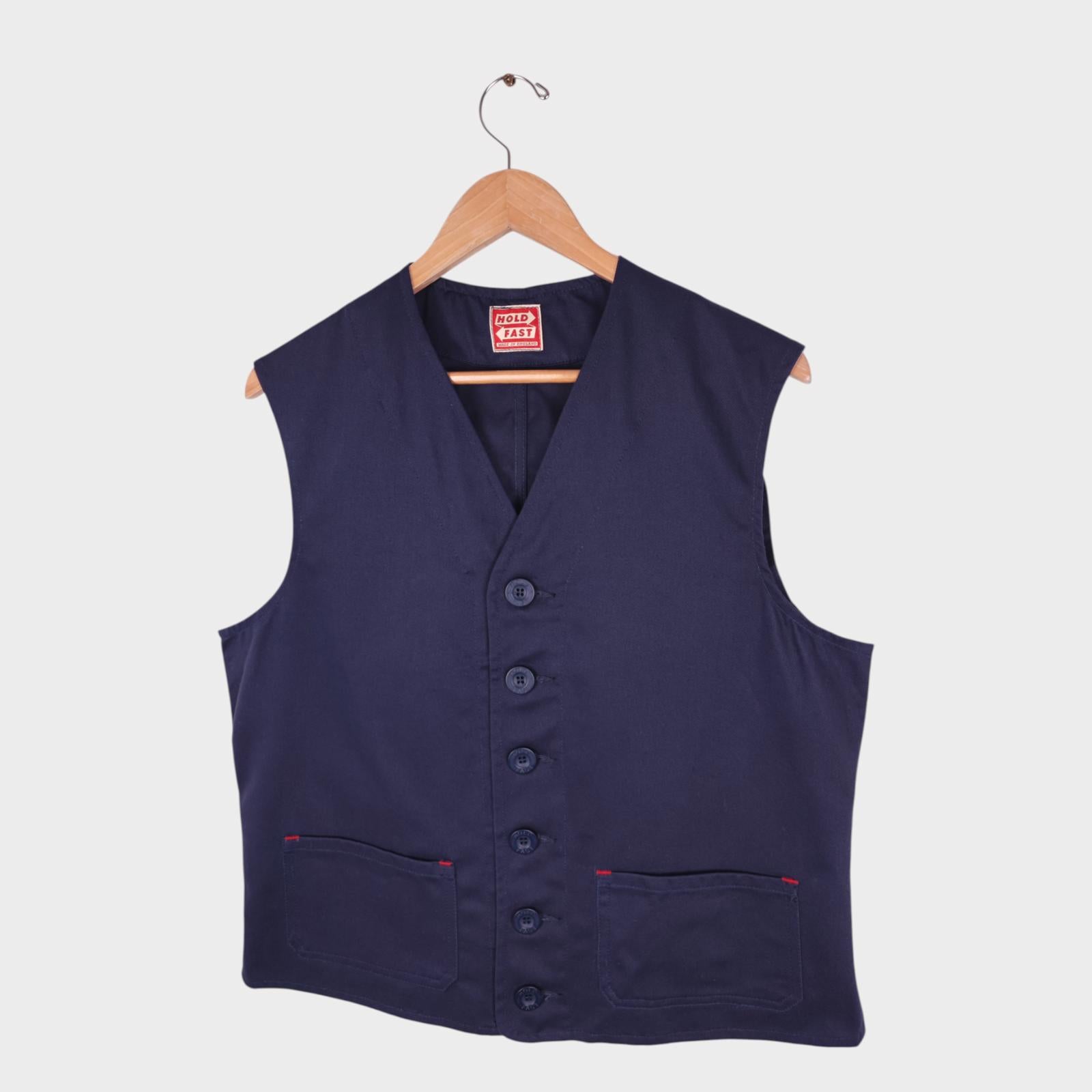 HOLD FAST by OLD TOWN Men's Made in England Blue Cotton Twill Waistcoat