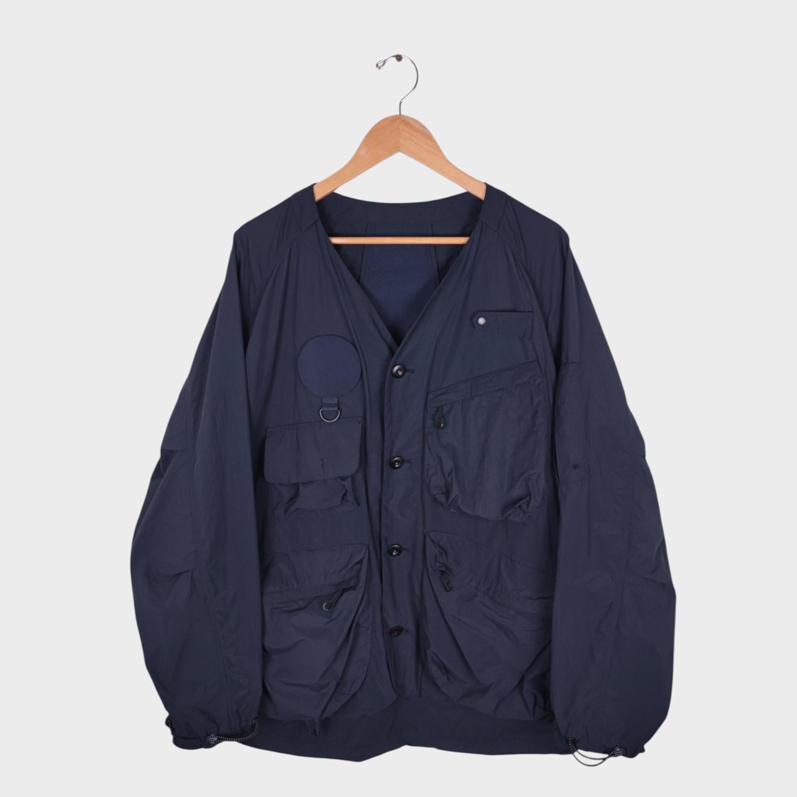 NORBIT BY HIROSHI NOZAWA Men's Navy Blue Nylon Utility Field Parka Jacket