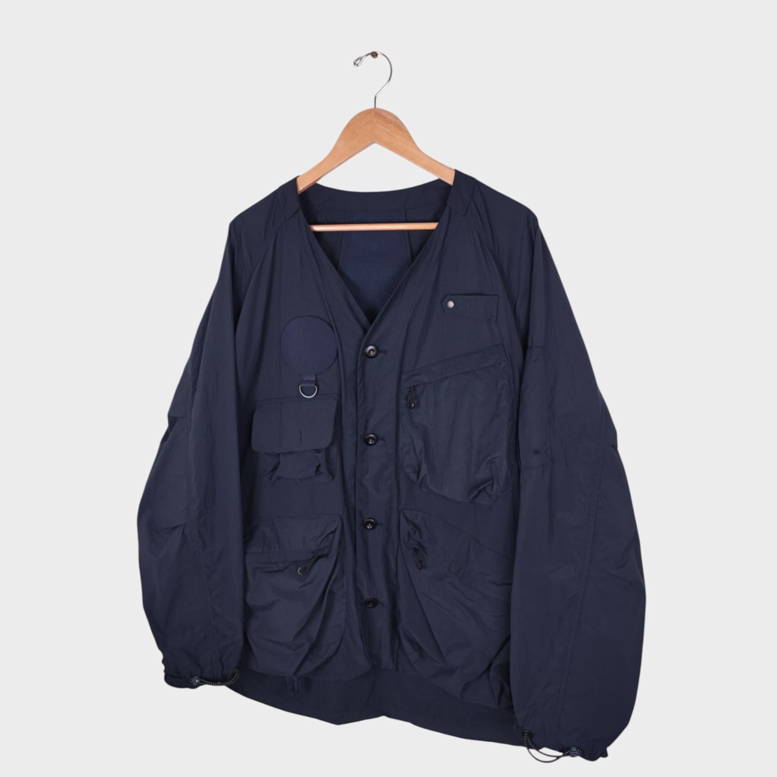 NORBIT BY HIROSHI NOZAWA Men's Navy Blue Nylon Utility Field Parka Jacket