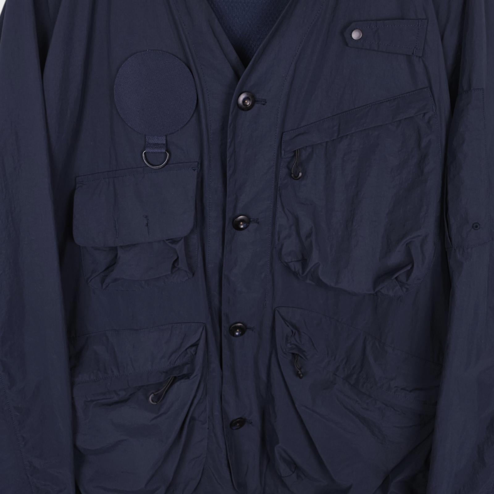 NORBIT BY HIROSHI NOZAWA Men's Navy Blue Nylon Utility Field Parka Jacket