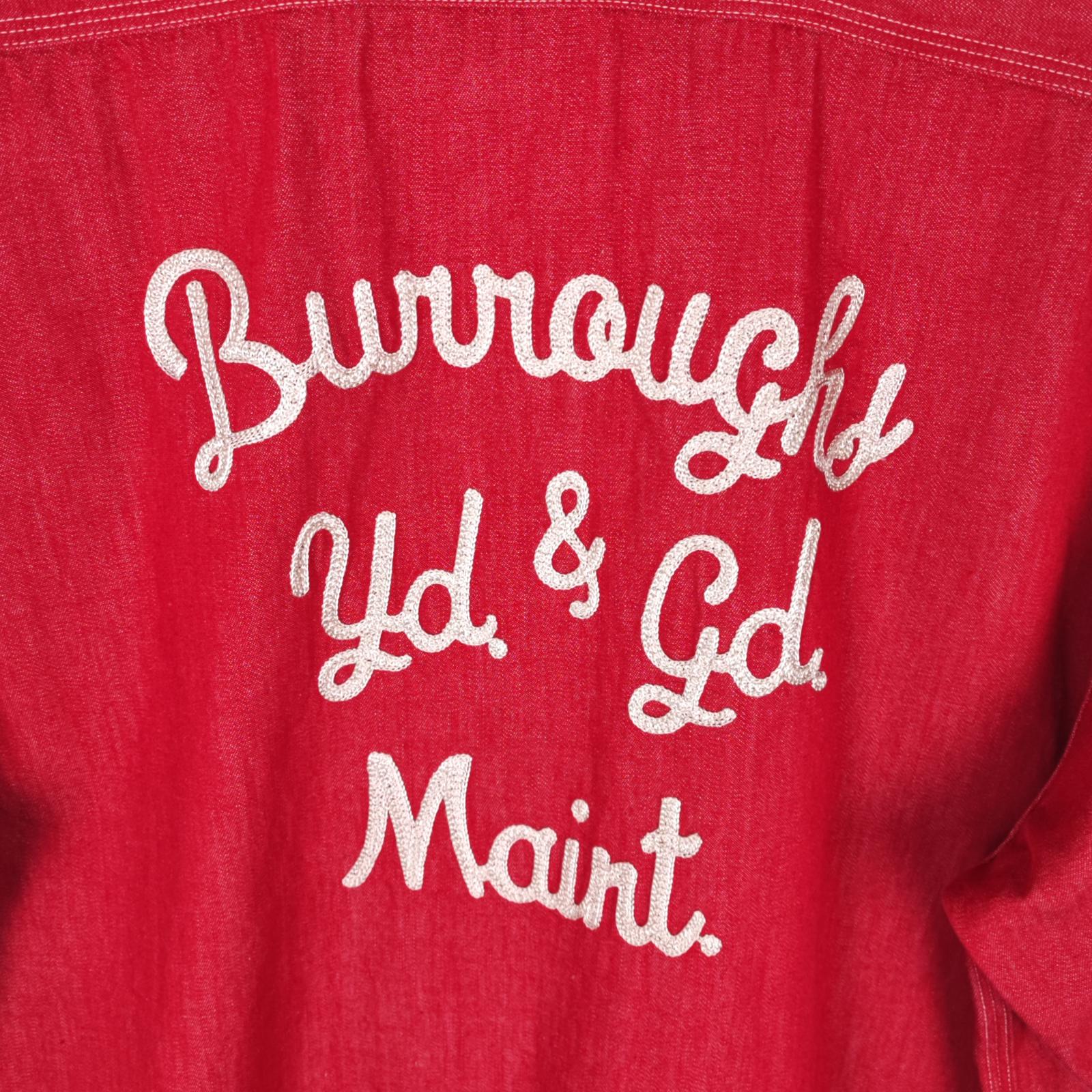 SUGAR CANE Men's Made in Japan Red Chain Stitched Embroidered Short Sleeved Shirt