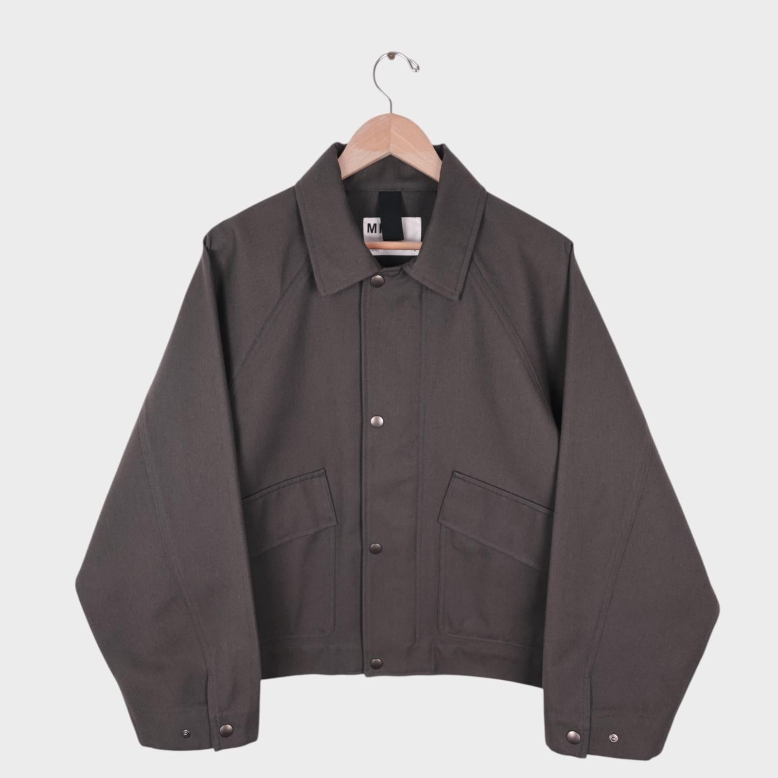 MHL MARGARET HOWELL Men's Grey Cotton/Wool Blend Relaxed Fit Blouson Jacket