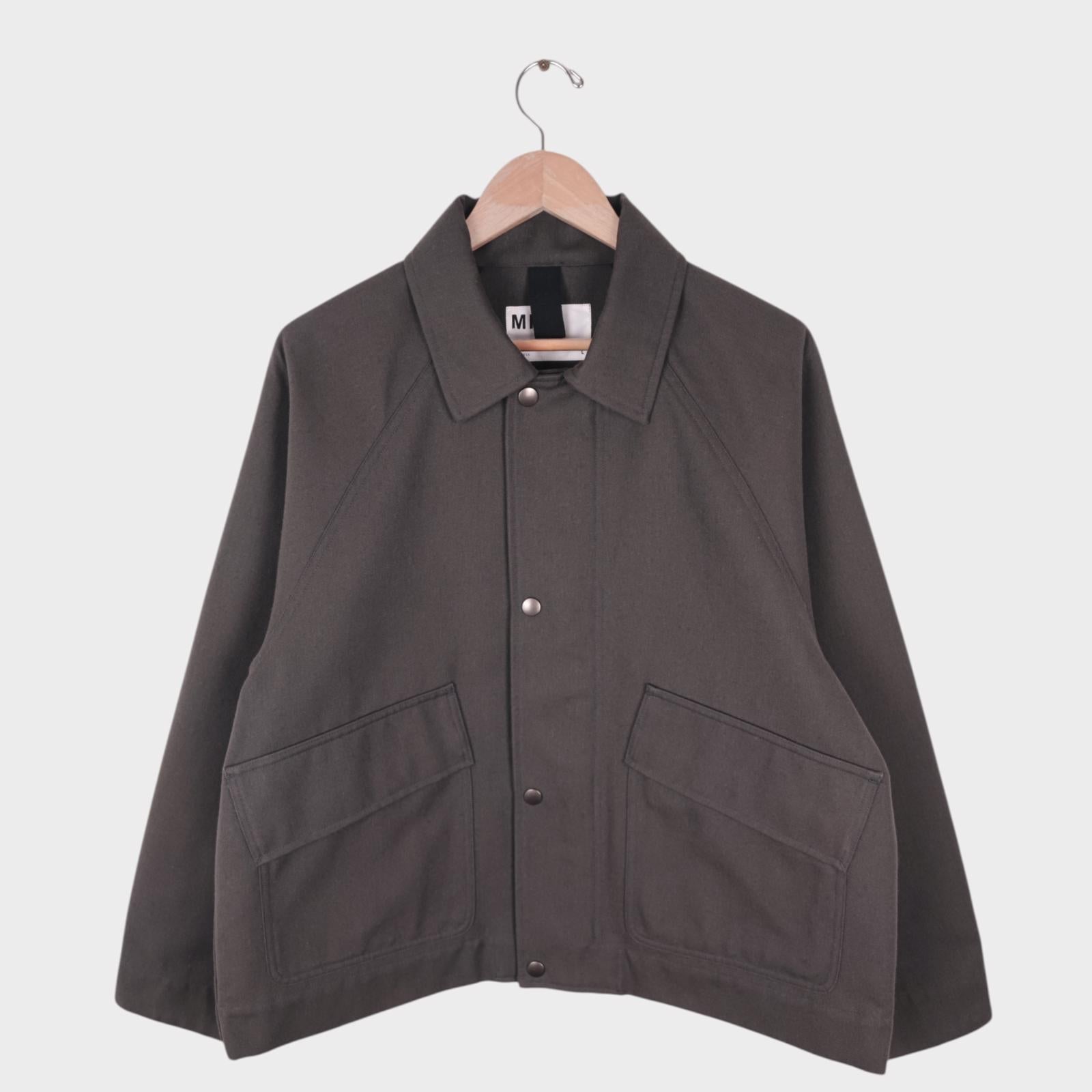 MHL MARGARET HOWELL Men's Grey Cotton/Wool Blend Relaxed Fit Blouson Jacket