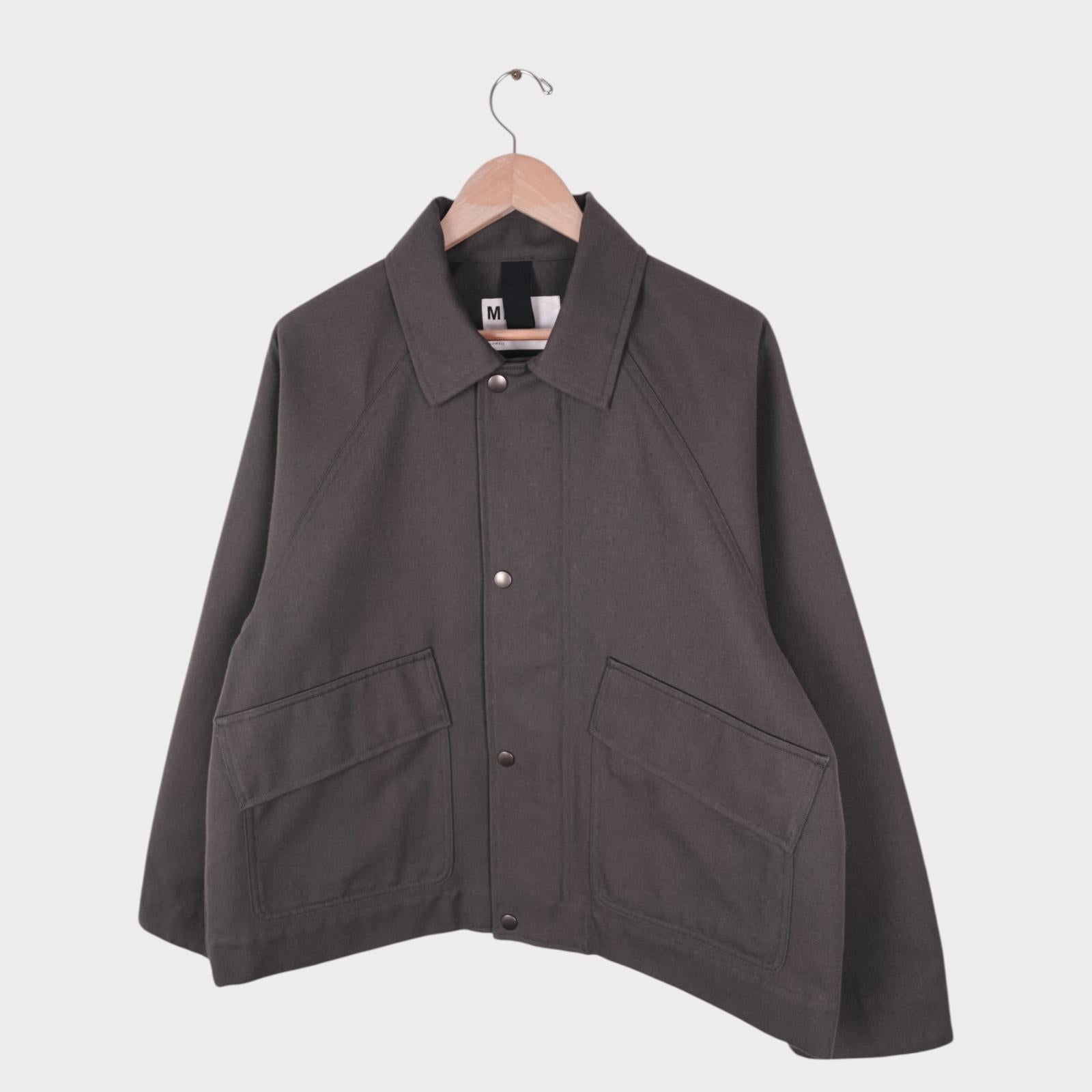 MHL MARGARET HOWELL Men's Grey Cotton/Wool Blend Relaxed Fit Blouson Jacket