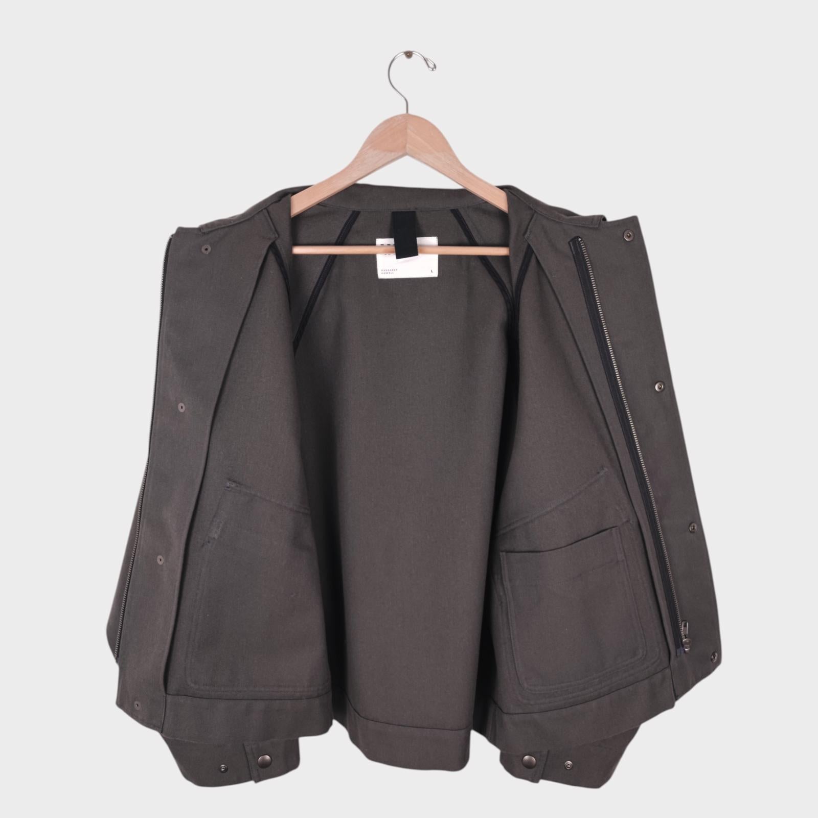 MHL MARGARET HOWELL Men's Grey Cotton/Wool Blend Relaxed Fit Blouson Jacket