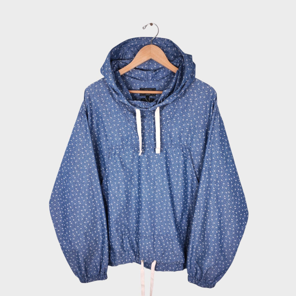 BEAMS PLUS Men's MIL NYCO Indigo Chambray Discharge Print Smock Parka Jacket