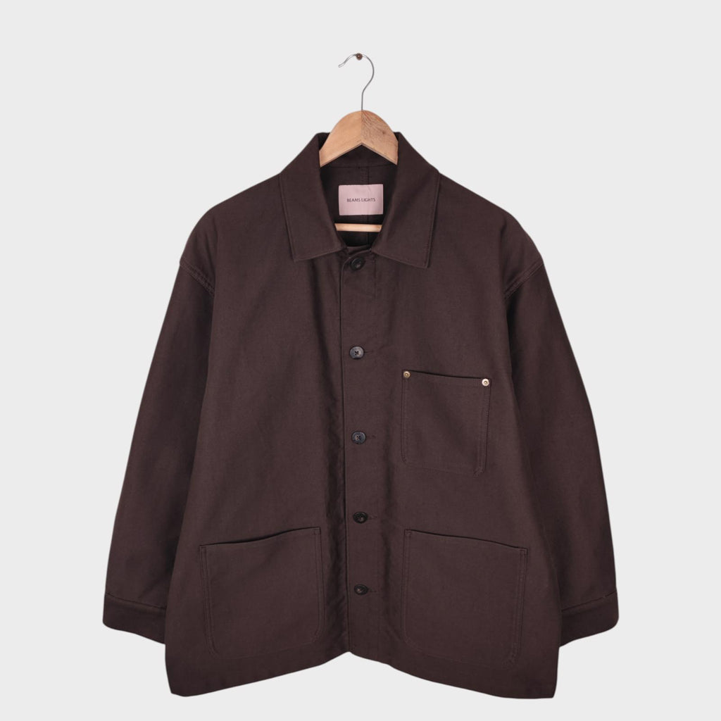 BEAMS LIGHTS Men's Dark Brown Heavyweight Moleskin Chore Jacket