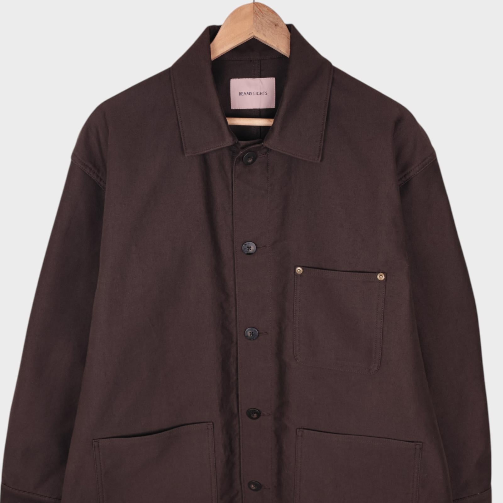 BEAMS LIGHTS Men's Dark Brown Heavyweight Moleskin Chore Jacket