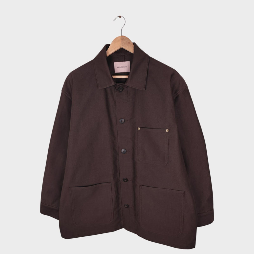 BEAMS LIGHTS Men's Dark Brown Heavyweight Moleskin Chore Jacket