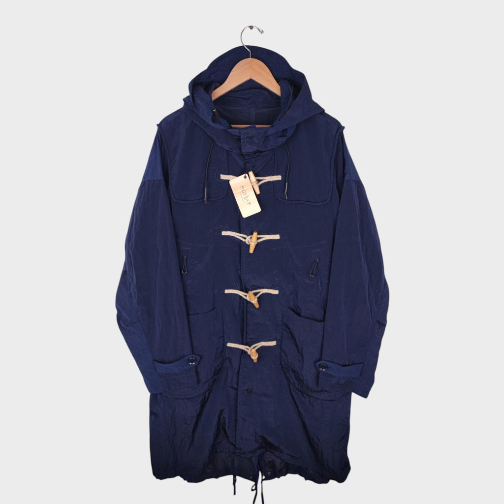 NORBIT BY HIROSHI NOZAWA Men's Navy Blue Nylon Duffle Mod Coat Jacket