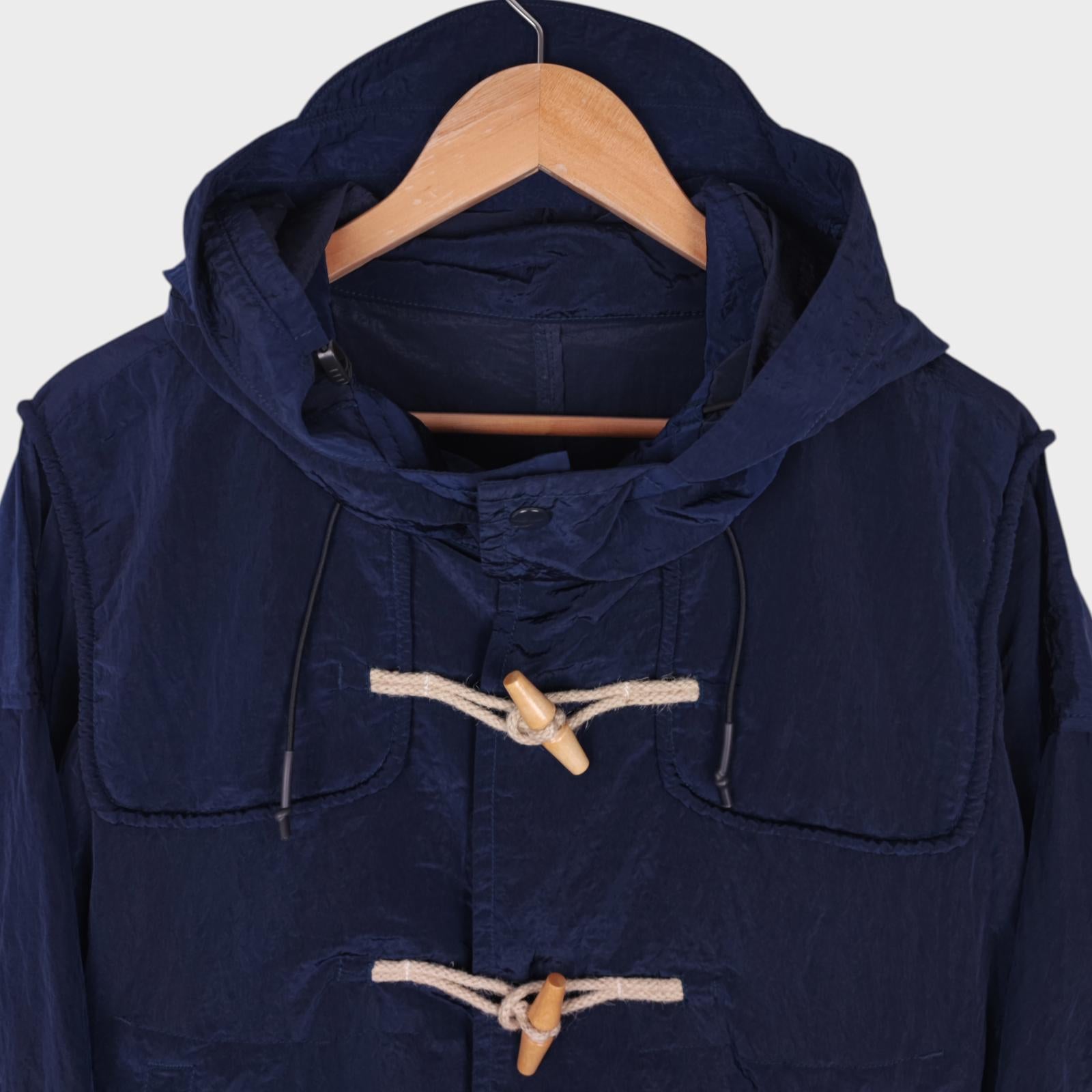 NORBIT BY HIROSHI NOZAWA Men's Navy Blue Nylon Duffle Mod Coat Jacket