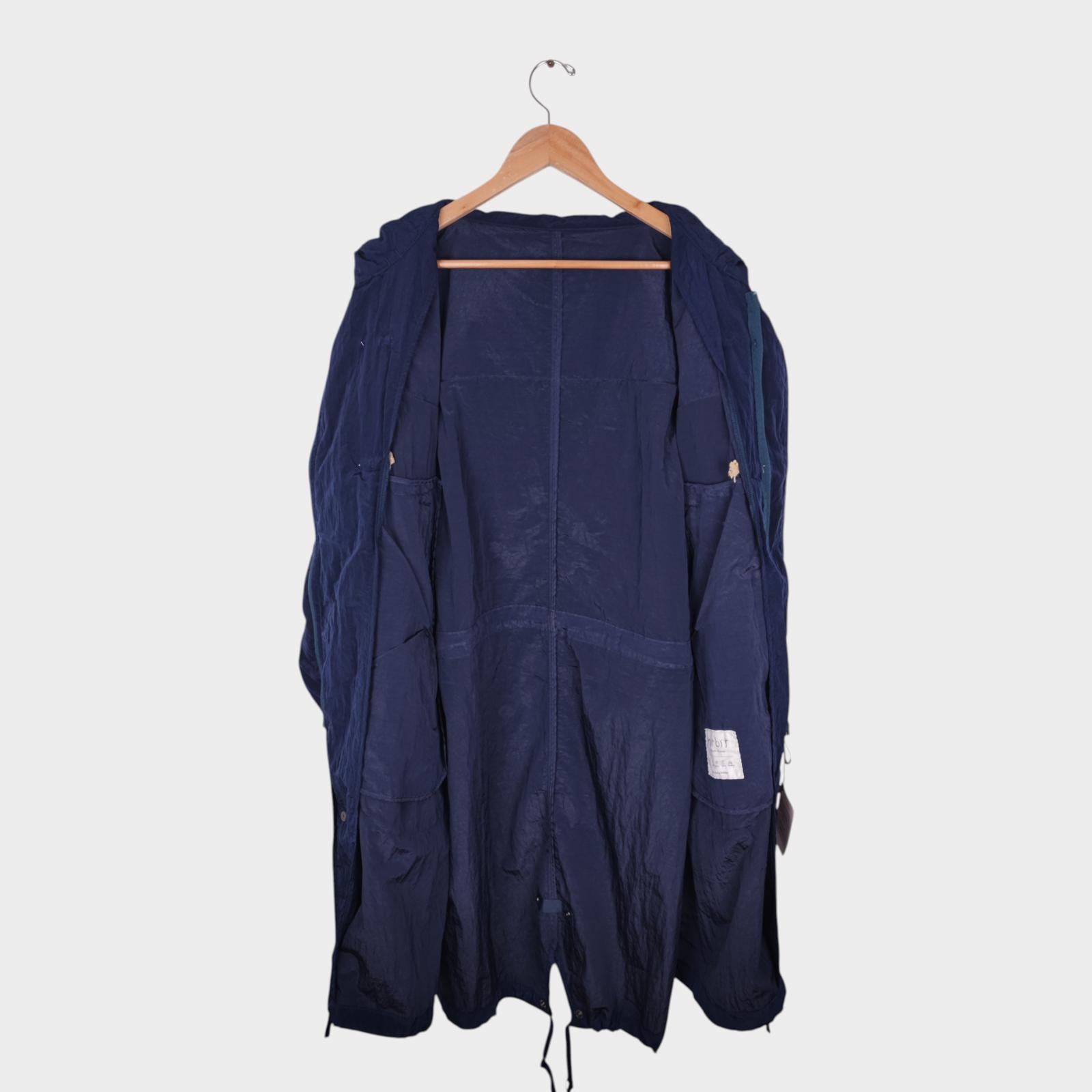 NORBIT BY HIROSHI NOZAWA Men's Navy Blue Nylon Duffle Mod Coat Jacket