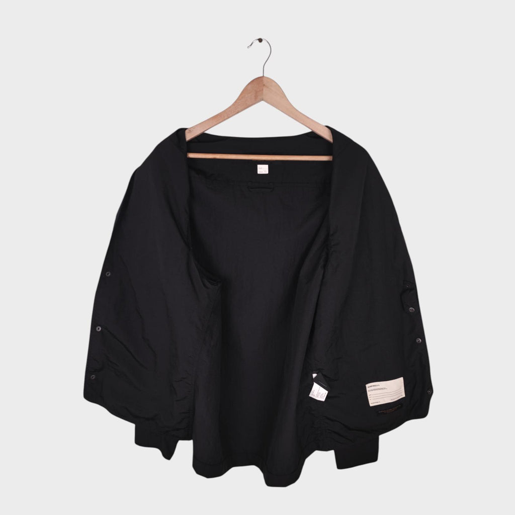 UNIFORM BRIDGE Men's Black Nylon V-Neck Utility Jacket