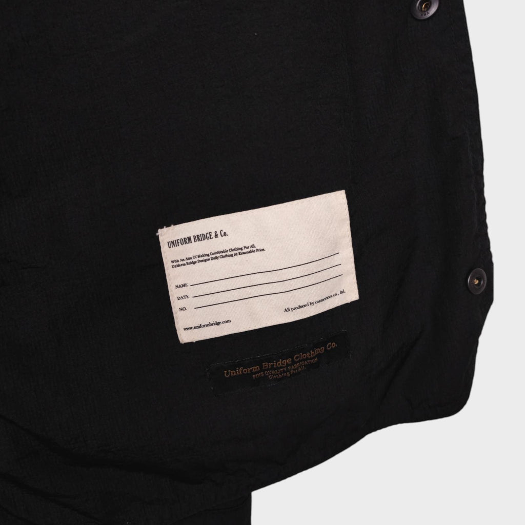 UNIFORM BRIDGE Men's Black Nylon V-Neck Utility Jacket