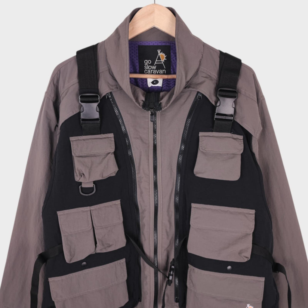 GO SLOW CARAVAN Japan Men's Grey Light Shell Nylon Utility 3-Way Jacket