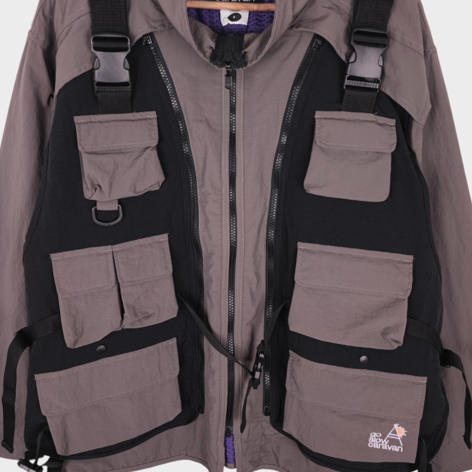 GO SLOW CARAVAN Japan Men's Grey Light Shell Nylon Utility 3-Way Jacket
