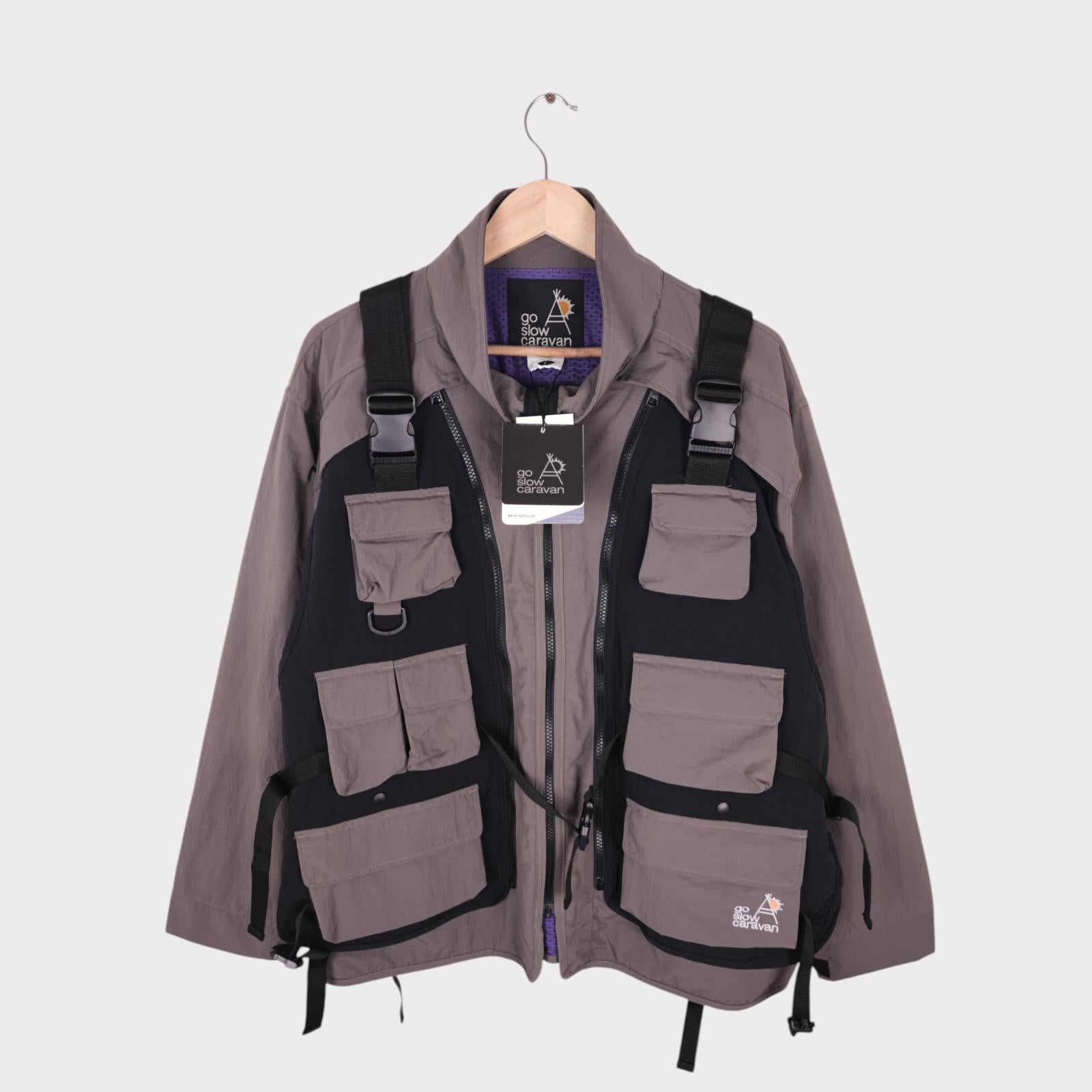 GO SLOW CARAVAN Japan Men's Grey Light Shell Nylon Utility 3-Way Jacket