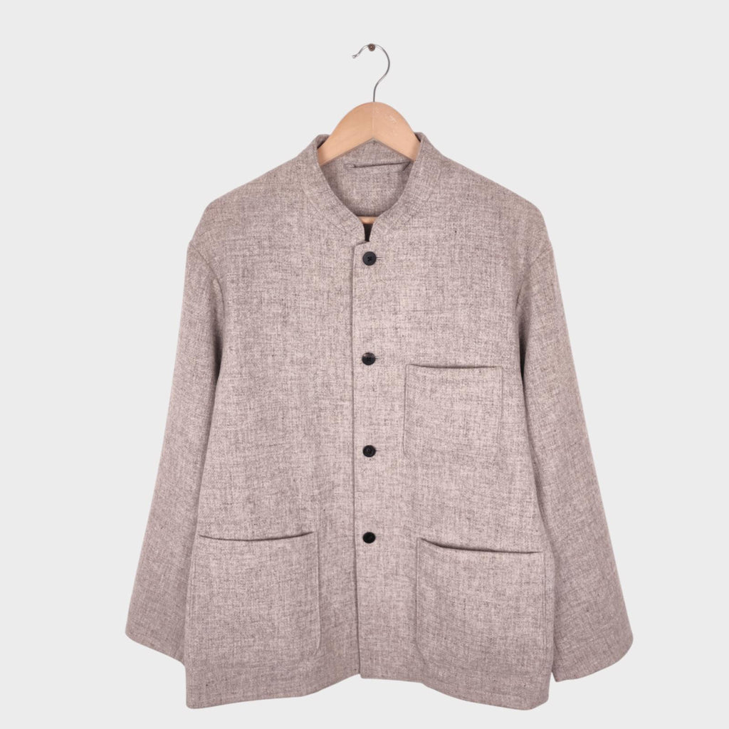 UNITED ARROWS Men's 100% Italian Merino Wool Mandarin Collar Chore Jacket