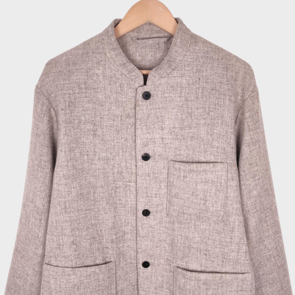 UNITED ARROWS Men's 100% Italian Merino Wool Mandarin Collar Chore Jacket