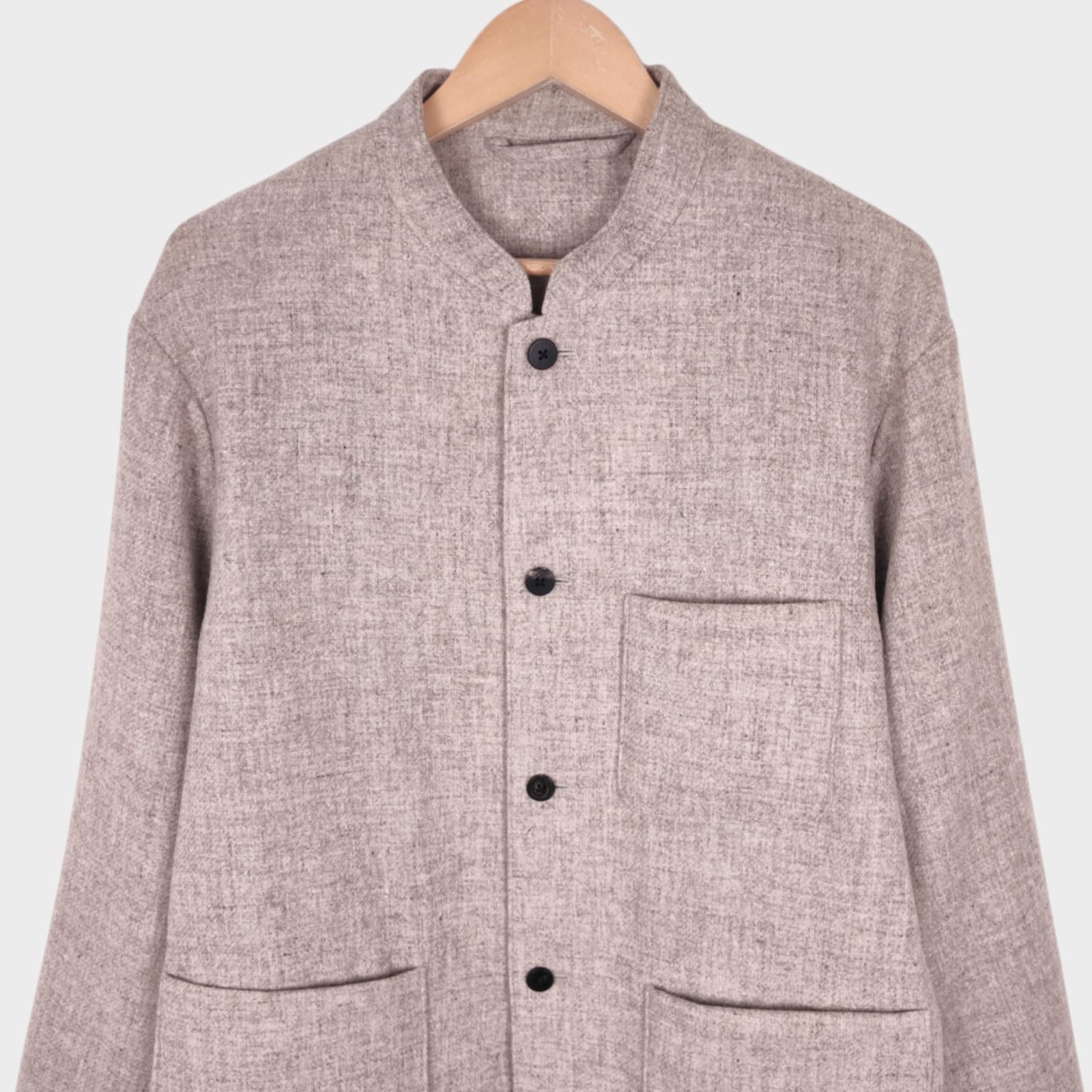 UNITED ARROWS Men's 100% Italian Merino Wool Mandarin Collar Chore Jacket
