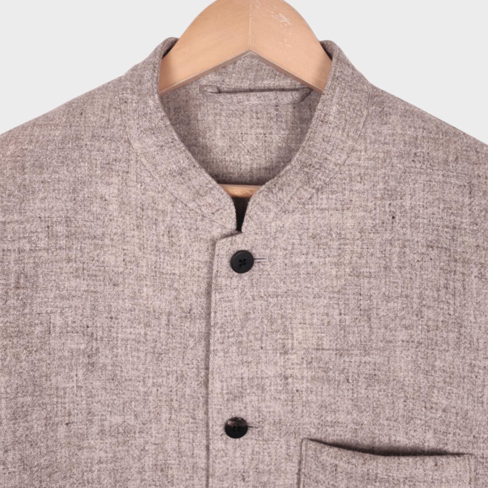 UNITED ARROWS Men's 100% Italian Merino Wool Mandarin Collar Chore Jacket