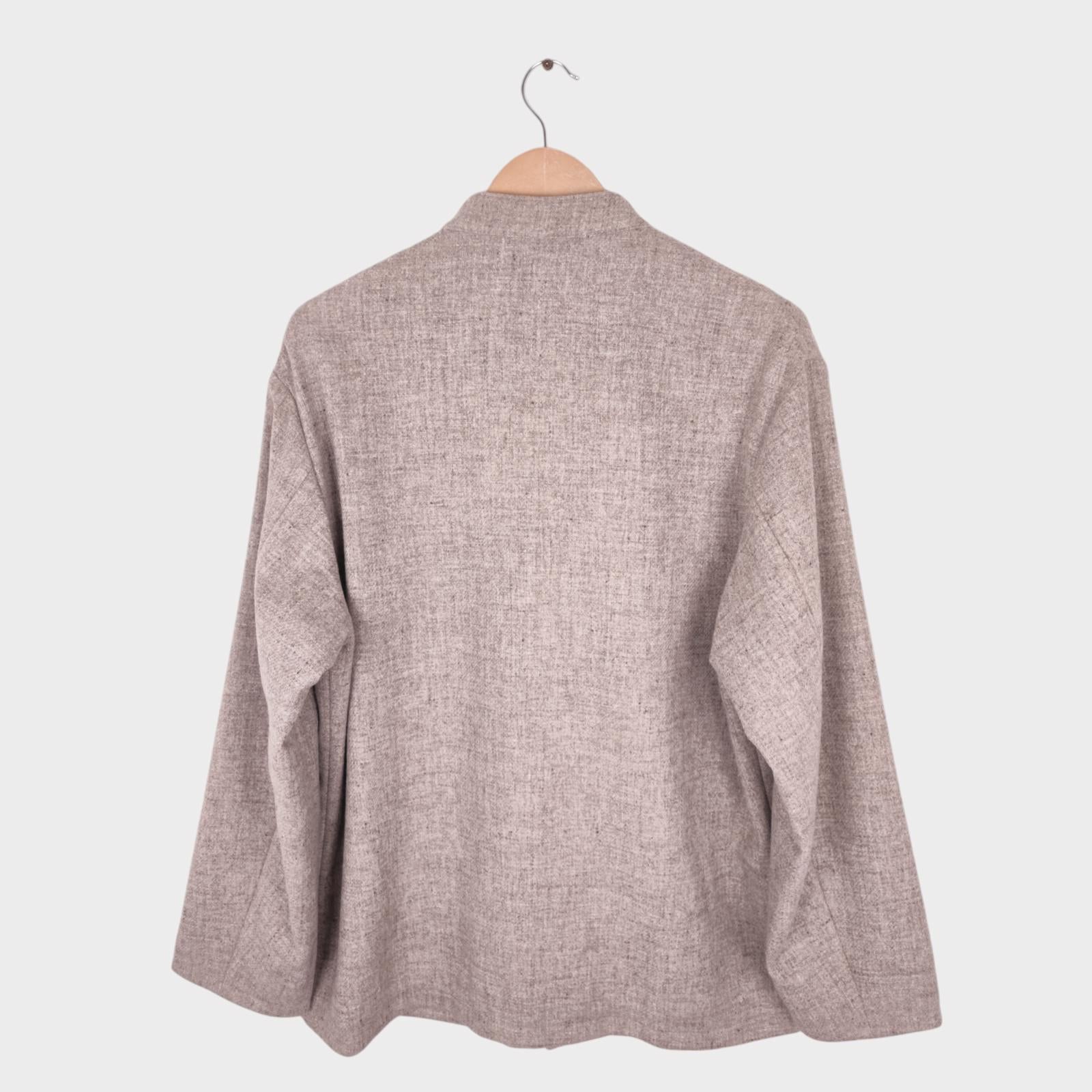 UNITED ARROWS Men's 100% Italian Merino Wool Mandarin Collar Chore Jacket