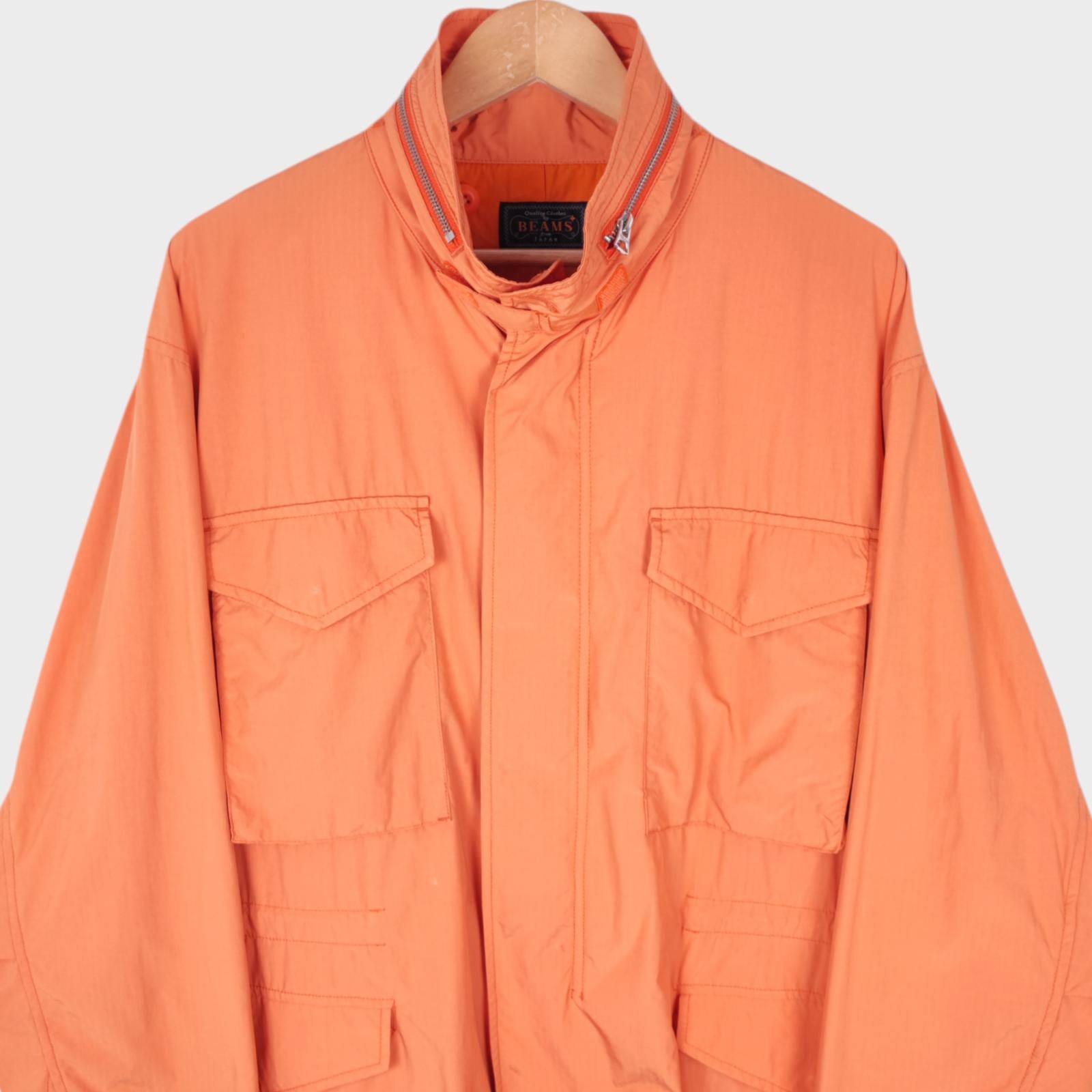 BEAMS PLUS Men's Light Orange M-65 Military Parka Jacket