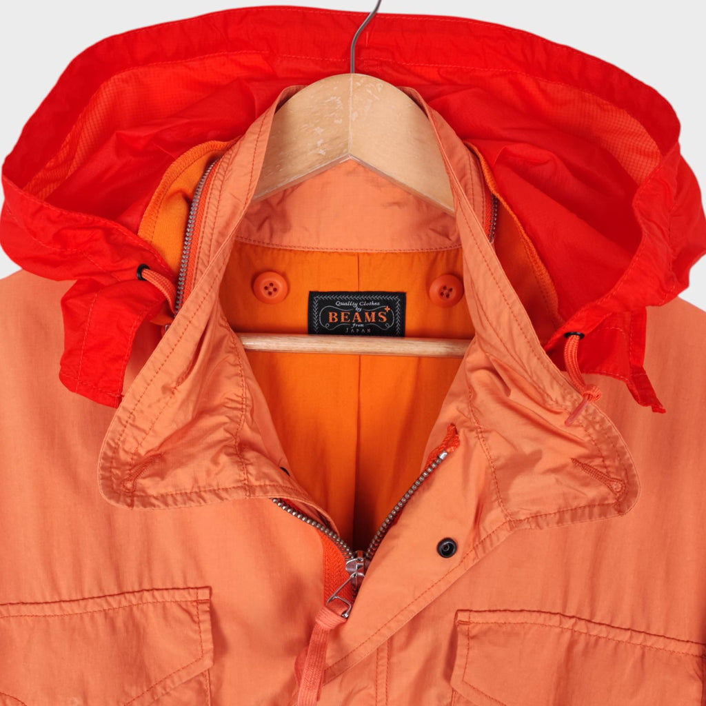 BEAMS PLUS Men's Light Orange M-65 Military Parka Jacket